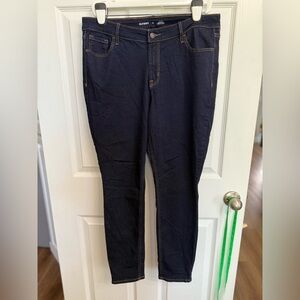 Women's Old Navy Rockstar Super Skinny Mid Rise Dark Denim Jeans Size 14 Stretch